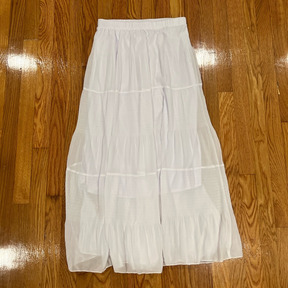 NASHALYLY Chiffon Elastic High-Waisted Pleated A-Line Flared Maxi Skirt